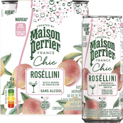 Maison Perrier mocktail Roséllini, pêche, cannette de 25 cl, paquet de 4 pièces