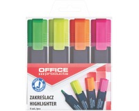 OFFICE products highlighter, 1-5 mm, assorted colors, 4-piece case