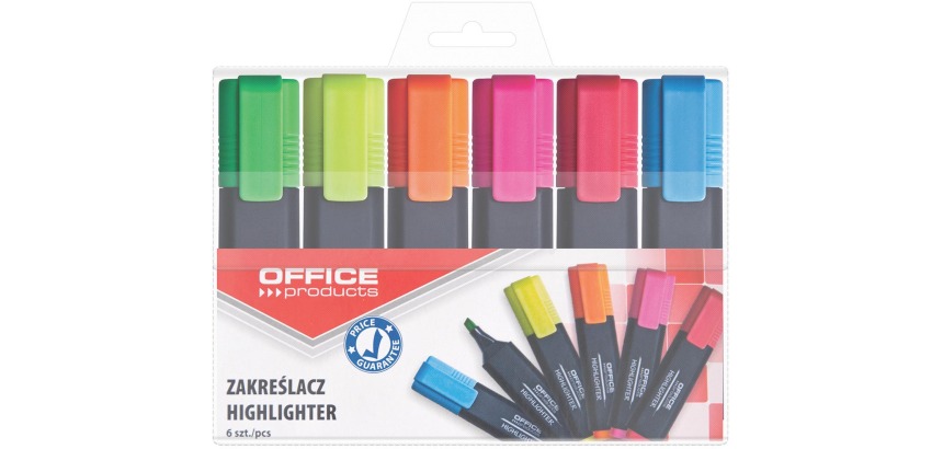 OFFICE products surligneur, 1-5 mm, couleurs assorties, étui de 6 pièces