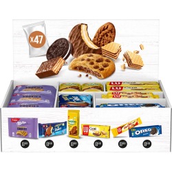 Assortiment biscuits fourrés de Milka, Oreo et Lu, boîte de 47 pièces, mix