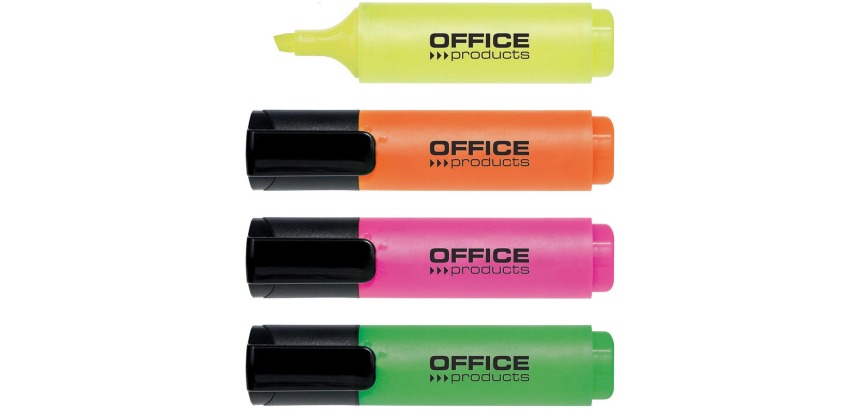 OFFICE products surligneur, 2 - 5 mm, couleurs assorties, étui de 4 pièces