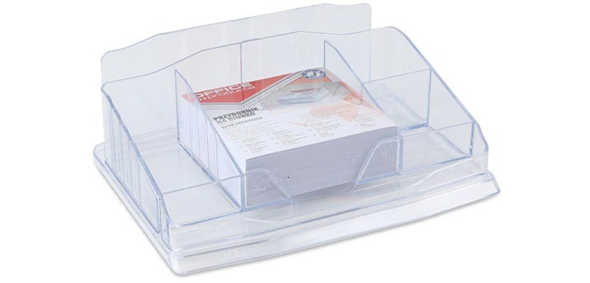 OFFICE products desk organizer, notes included, 6 compartments, transparent