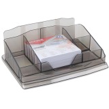 OFFICE products desk organizer, notes included, 6 compartments, black transparent