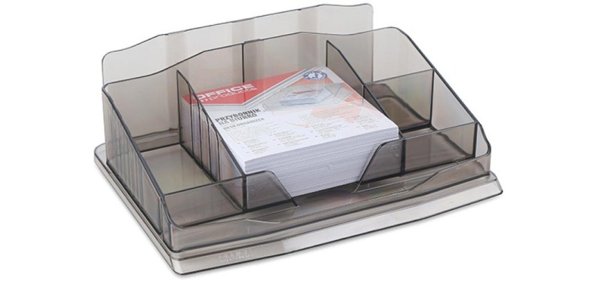 OFFICE products desk organizer, notes included, 6 compartments, black transparent