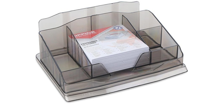 OFFICE products organisateur de bureau, notes inclu, 6 compartiments, transparants noir