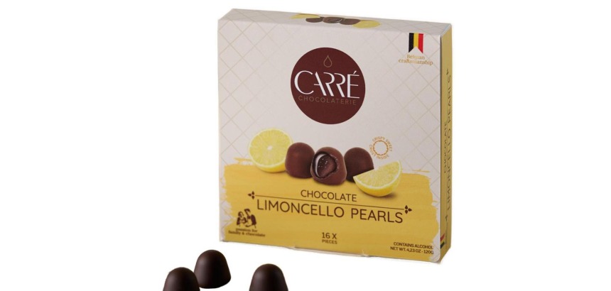Limoncello Chocolate Pearls Square, 120 grams box