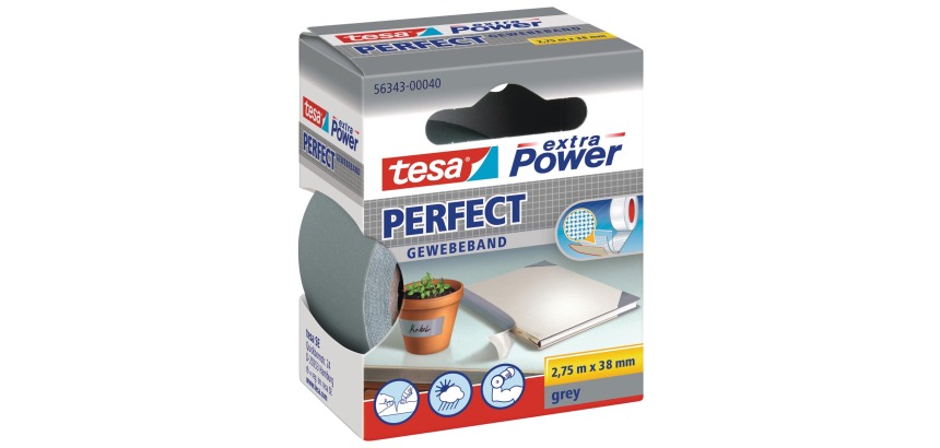 Tesa Extra Power Perfect, ft 38 mm x 2.75 m, gray