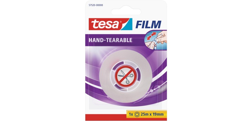 Ruban adhésif tesafilm® 25mx19mm déchirable main transparent