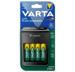 Varta batterijlader LCD Plug Charger+, inclusief 4 x AA batterij, op blister