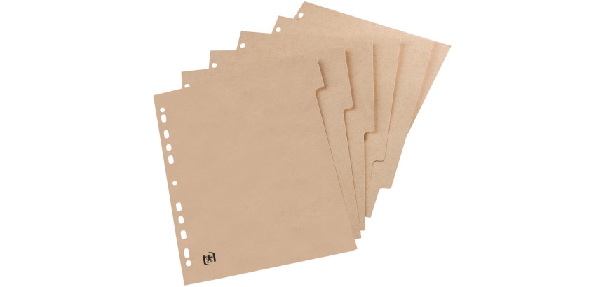 Oxford Touareg dividers, cardboard, A4 size, unprinted, 11 holes, 6 tabs