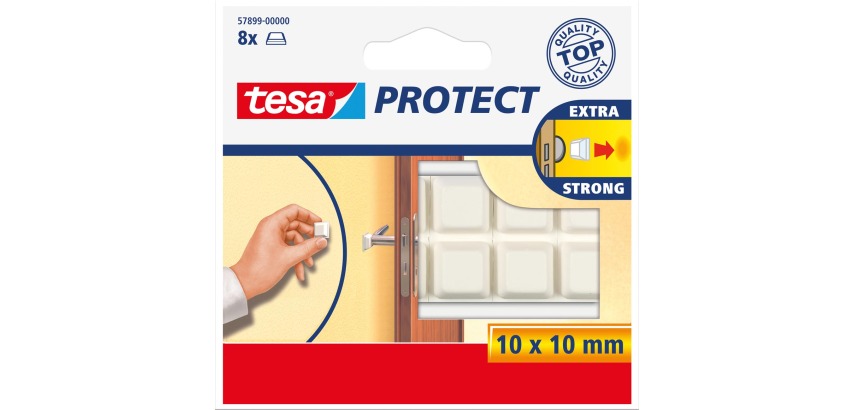 Tesa tampons anti-chocs, carré, ft 10 x 10, blanc, paquet de 8 pièces