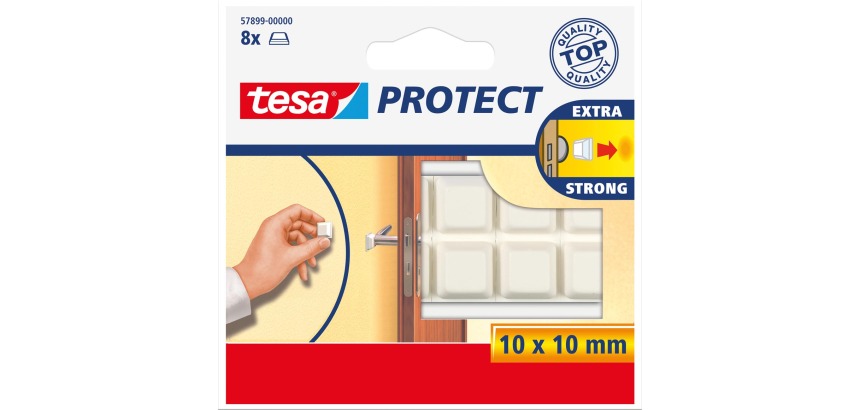 Tesa tampons anti-chocs, carré, ft 10 x 10, blanc, paquet de 8 pièces