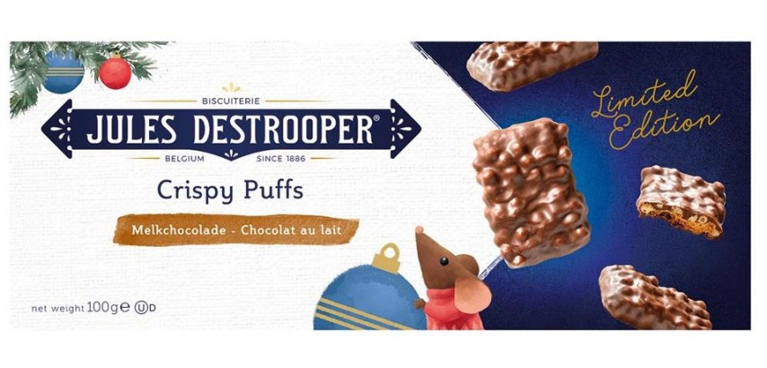 Jules Destrooper Crispy Puffs Biscuits, milk, 100-gram box