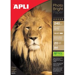 Apli papier photo Photo Bright ft A4, 240 g, paquet de 20 feuilles