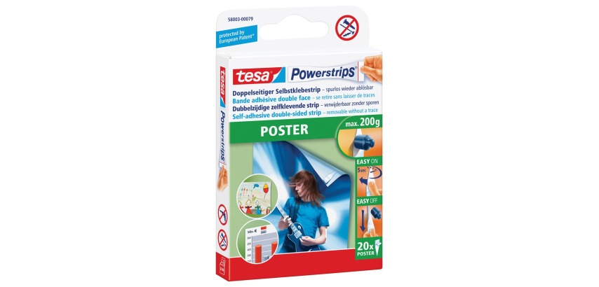 Bande adhésive double face tesa Powerstrips® Poster blister 20 pièces