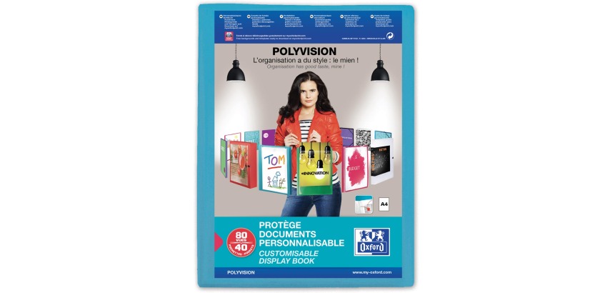 Chemise de présentation Oxford Polyvision A4 40-pochettes PP bleu