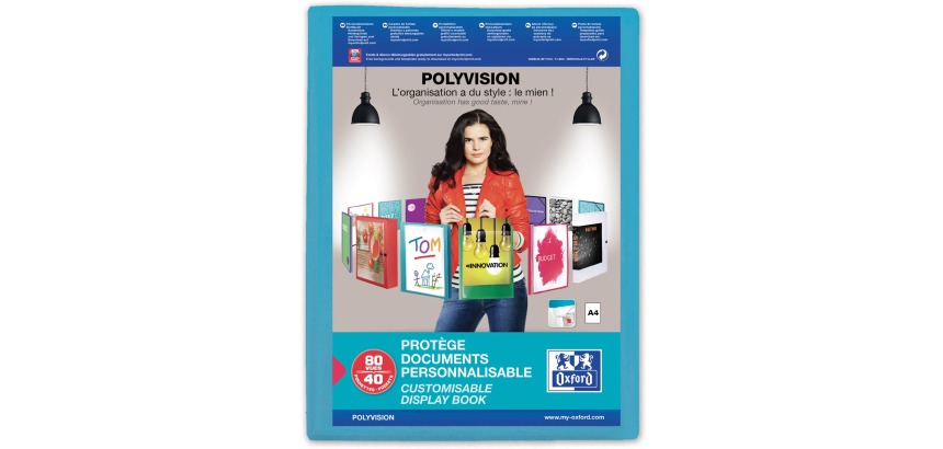 Oxford Polyvision Presentation Folder A4 40-Pocket PP Blue