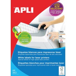 Apli witte etiketten ft 70 x 35 mm (b x h), 6.000 stuks, 24 per blad (2519)