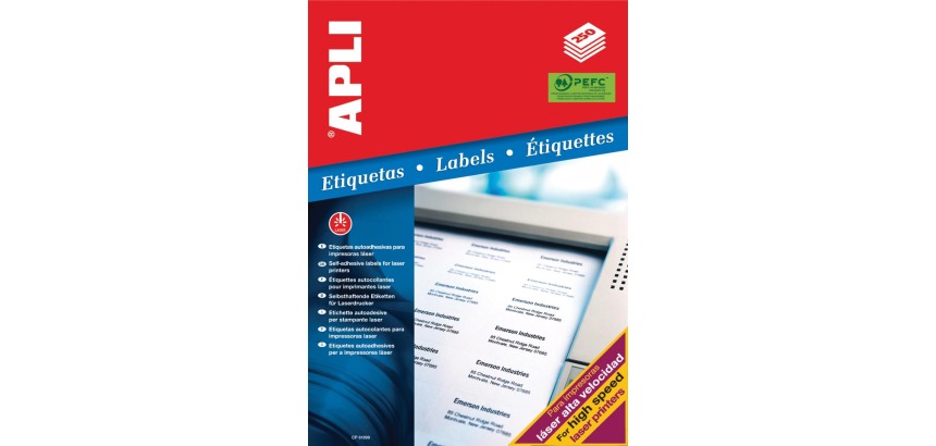 Apli witte etiketten Ft 210 x 148 mm (b x h), 500 stuks, 2 per blad (2529)