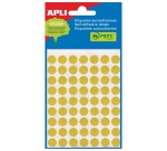 Apli étiquettes rondes en pochette diamètre 10 mm, jaune, 315 pièces, 63 par feuille (2051)