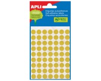 Apli ronde etiketten in etui diameter 10 mm, geel, 315 stuks, 63 per blad (2051)