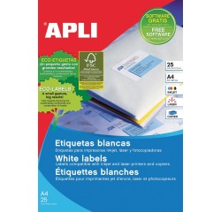 Apli afneembare witte etiketten ft 25,4 x 10 mm (b x h), 4.725 stuks, 189 per blad etui van 25 blad