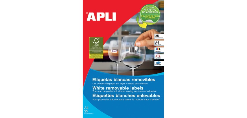 Apli White Repositionable Labels ft 35.6 x 16.9 mm (w x h), 2,000 pieces, 80 per sheet (10199)