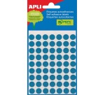 Apli étiquettes rondes en pochette diamètre 10 mm, bleu, 315 pièces, 63 par feuille (2052)