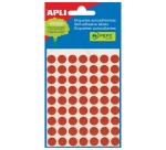 Apli étiquettes rondes en pochette diamètre 10 mm, rouge, 315 pièces, 63 par feuille (2053)
