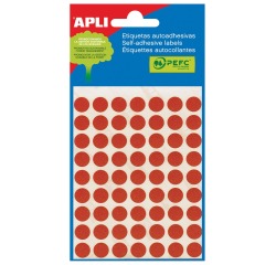 Apli ronde etiketten in etui diameter 10 mm, rood, 315 stuks, 63 per blad (2053)