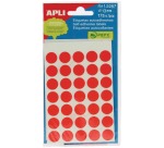 Apli ronde etiketten in etui diameter 13 mm, rood, 175 stuks, 35 per blad (2057)