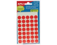 Apli runde Etiketten im Beutel Durchmesser 13 mm, rot, 175 Stück, 35 pro Blatt (2057)