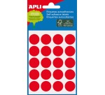 Apli round labels in a pouch, 19 mm diameter, red, 100 pieces, 20 per sheet (2065)