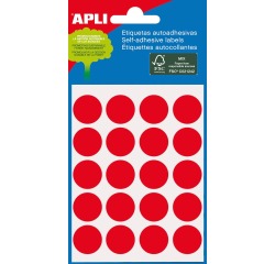 Apli ronde etiketten in etui diameter 19 mm, rood, 100 stuks, 20 per blad (2065)