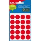 Apli ronde etiketten in etui diameter 19 mm, rood, 100 stuks, 20 per blad (2065)