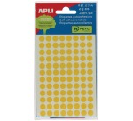 Apli étiquettes rondes en pochette diamètre 8 mm, jaune, 288 pièces, 96 par feuille (2044)