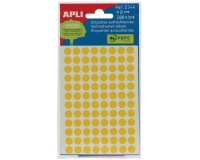 Apli round labels in pouch diameter 8 mm, yellow, 288 pieces, 96 per sheet (2044)