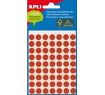 Apli round labels in a pouch, 8 mm diameter, red, 288 pieces, 96 per sheet (2046)
