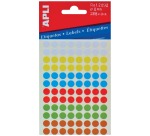 Apli round labels in pouch, diameter 8 mm, assorted colors, 288 pieces, 96 per sheet (2092)