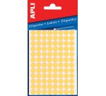 Apli étiquettes rondes en pochette diamètre 8 mm, jaune fluo, 288 pièces, 96 par feuille (2079)