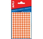 Apli étiquettes rondes en pochette diamètre 8 mm, orange fluo, 288 pièces, 96 par feuille (2080)