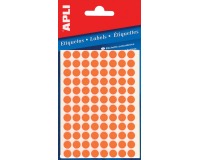 Apli round labels in a pouch, diameter 8 mm, fluorescent orange, 288 pieces, 96 per sheet (2080)
