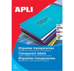 Apli Transparante etiketten ft 210 x 297 mm (b x h), 20 stuks, 1 per blad, doos van 20 blad