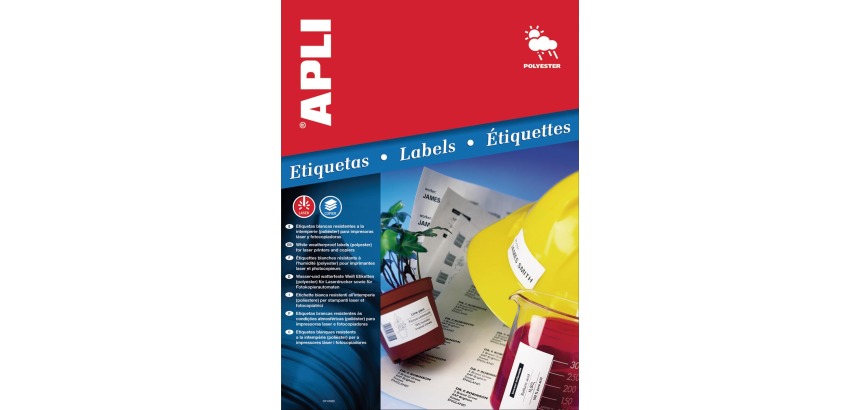 Apli Weerbestendige etiketten ft 64,6 x 33,8 mm (b x h), 480 stuks, 24 per blad, doos van 20 blad