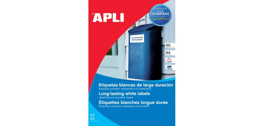 Apli étiquettes résistantes à l'humidité ft 210 x 297 mm (l x h), 20 pièces, 1 par feuille