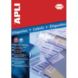 Apli Etiquettes transparentes ft 48,5 x 25,4 mm (l x h), 880 pièces, 44 par feuille, boîte de 20 feuilles