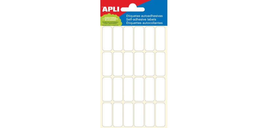 Apli witte etiketten ft 12 x 30 mm (b x h), 144 stuks, 24 per blad (2671)