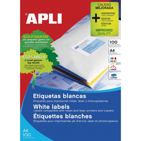 Apli étiquettes blanches ft 70 x 42,4 mm (l x h), 2.100 pièces, 21 par feuille (1276)