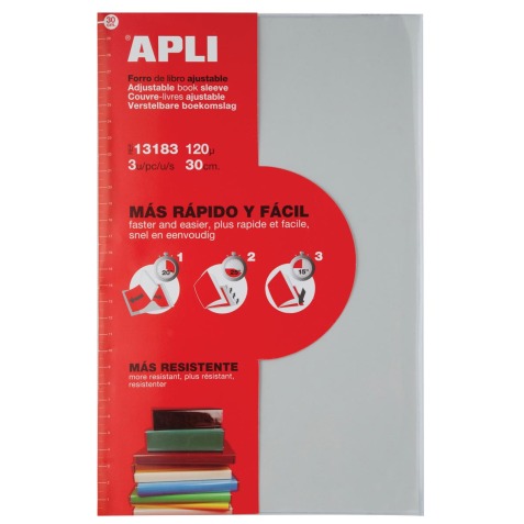 Apli Couvre-livres ajustable, pour ft A4, blister de 3 pièces