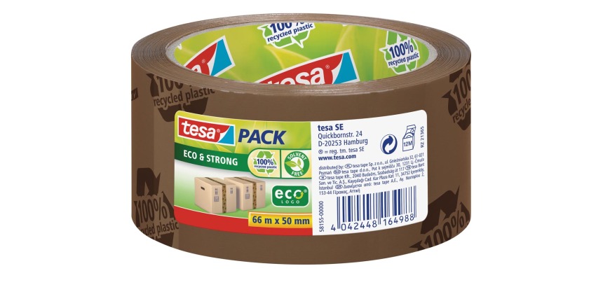 Tesapack eco & strong ecoLogo, ft 50 mm x 66 m, PVC, braun